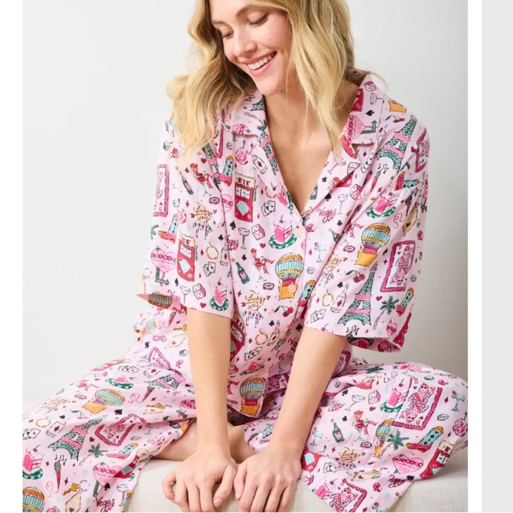 Printfresh Pink Patterned Pajama Top - Picture 2 of 8